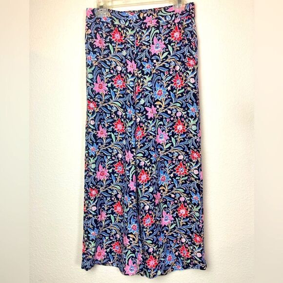 LOFT NWOT wide leg Floral Wide-Leg Pants runs big, great pockets - Picture 1 of 15